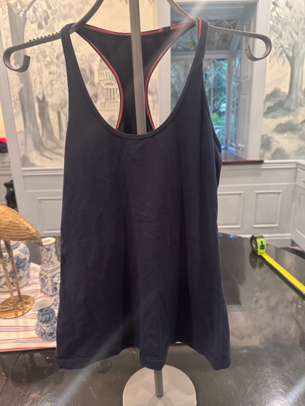 lululemon athletica Navy Racerback Tank with orange stitching